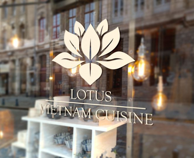 Restaurangfönster med lotusblomma-fönsterdekal