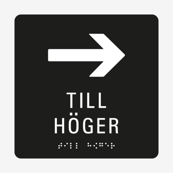 Pil till höger_taktil_skylt_svart