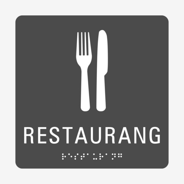 Restaurang_taktil_skylt_grå