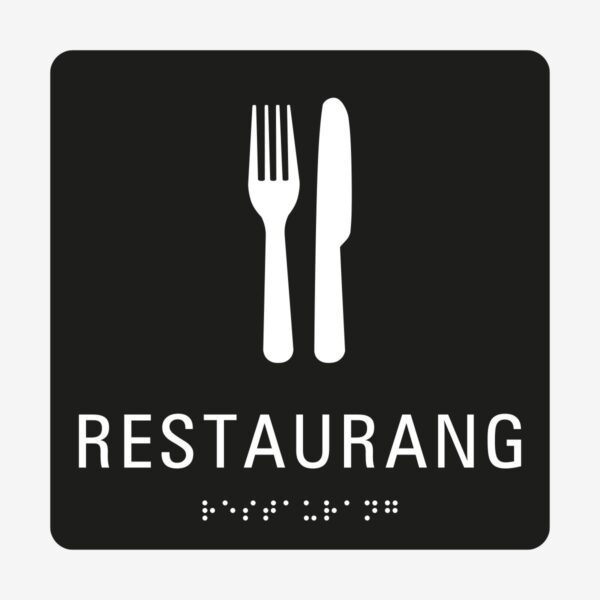 Restaurang_taktil_skylt_svart