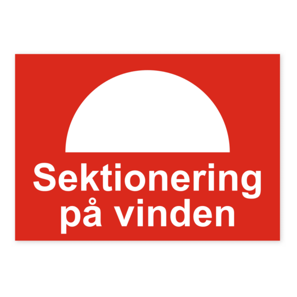 Skylten - Sektionering på vinden. Märk ut "Sektionering på vinden" med vår självhäftande dekal, som kommer i måttet 210x148 mm. Perfekt för platser där snabb och effektiv kommunikation är av yttersta vikt.