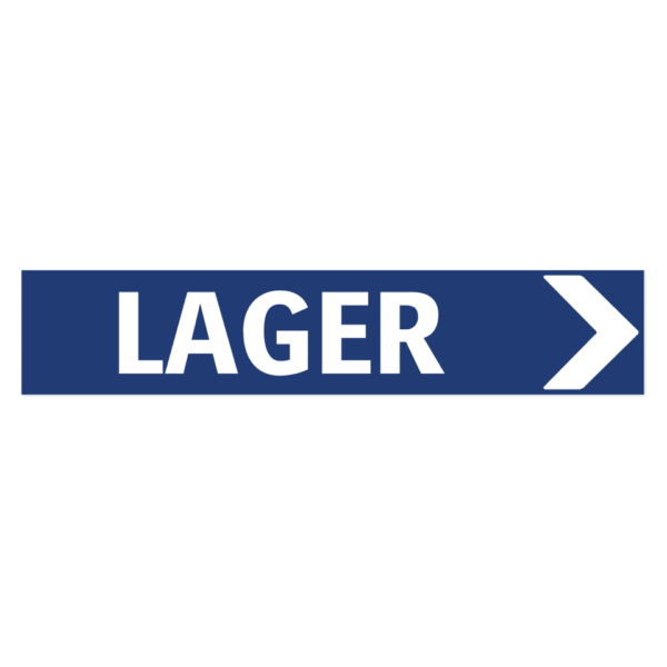 Skylten - Lager pil höger. Skylt för lager med högerpil, hjälper att guida personal och transportörer till rätt lager. Tillgänglig i olika material och storlekar av aluminium för vägg- eller stolpmontage.