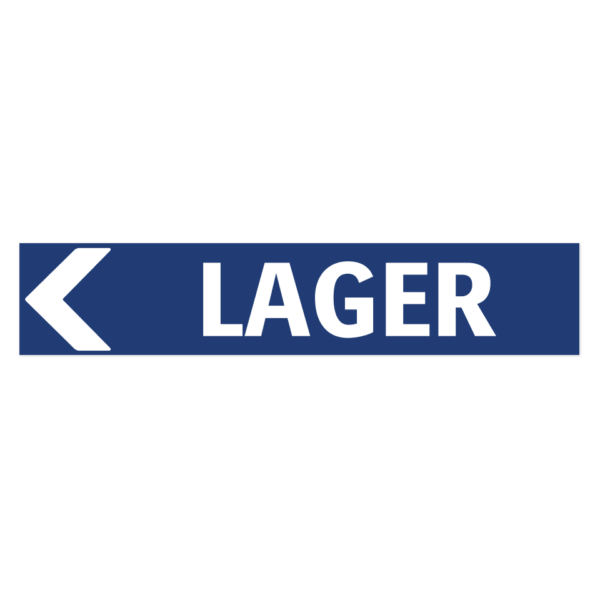 Skylten - Lager pil vänster. Skylt för lager med vänsterpil, hjälper att guida personal och transportörer till rätt lager. Tillgänglig i olika material och storlekar av aluminium för vägg- eller stolpmontage.