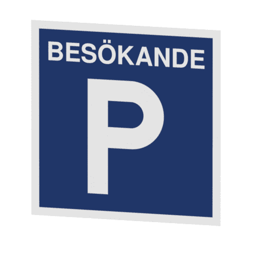 Skylten - Parkeringskylt besökande. Skylt för besökande parkering, hjälper att tydligt markera parkeringsplatser för besökare. Finns i olika material av aluminium för vägg- eller stolpmontage.