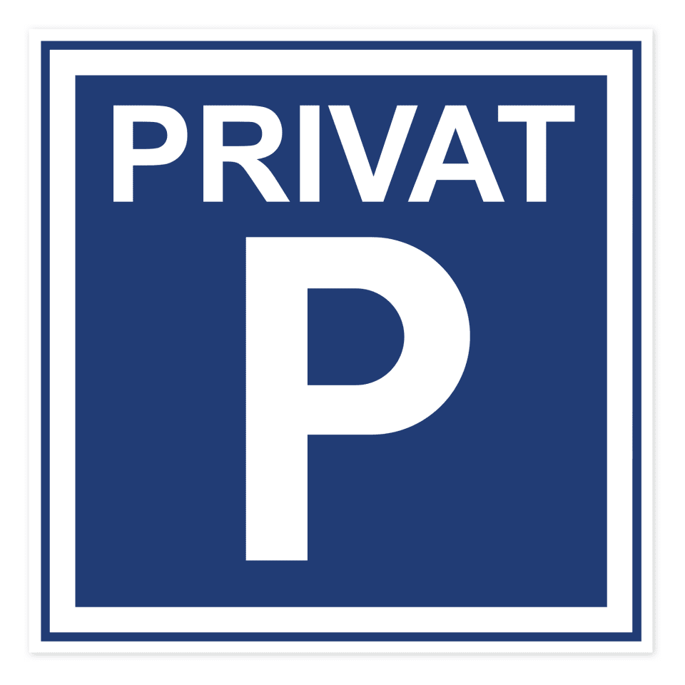 Privat parkering-skylten har storleken 310x310mm och tillverkas i materialet Aluminium 0.7mm. Denna standardskylt kan anpassas så att du kan skapa din egen version av skylten.