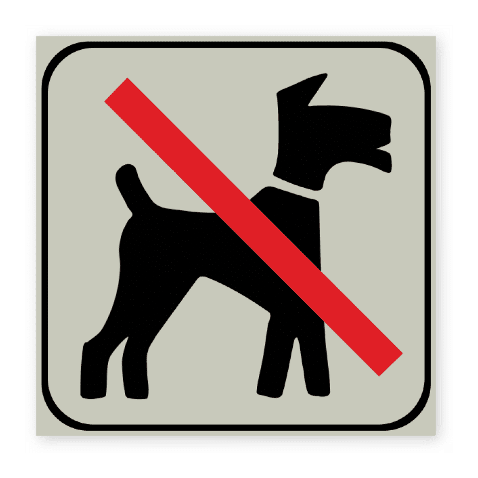 Hundförbud-skylten har storleken 100x100mm och tillverkas i materialet Natureloxerad aluminium 1mm. Denna standardskylt kan anpassas så att du kan skapa din egen version av skylten.