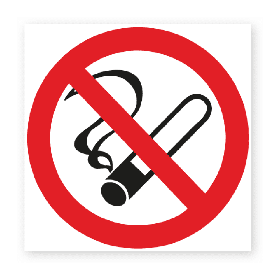 Rökning förbjuden (endast symbol)-skylten har storleken 80x80mm och tillverkas i materialet Dekal. Denna standardskylt kan anpassas så att du kan skapa din egen version av skylten.