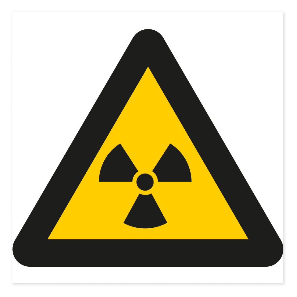 Varning för radioaktiva ämnen-skylten har storleken 325x325mm och tillverkas i materialet Aluminium 0.7mm. Denna standardskylt kan anpassas så att du kan skapa din egen version av skylten.