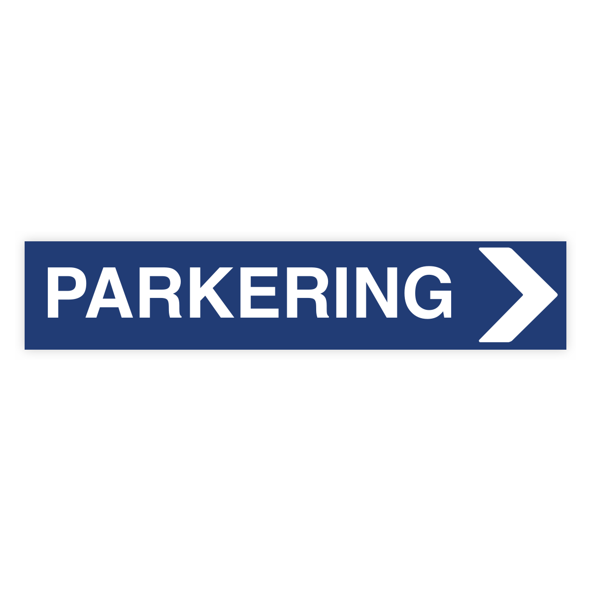 Parkering Pil höger-skylten har storleken 750x150mm och tillverkas i materialet Aluminium 2mm kantvikt. Denna standardskylt kan anpassas så att du kan skapa din egen version av skylten.