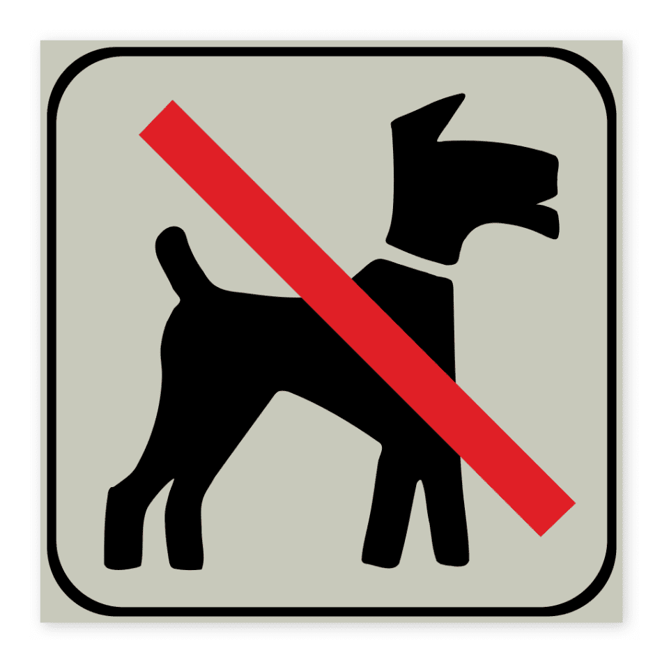 Hundförbud-skylten har storleken 150x150mm och tillverkas i materialet Natureloxerad aluminium 1mm. Denna standardskylt kan anpassas så att du kan skapa din egen version av skylten.