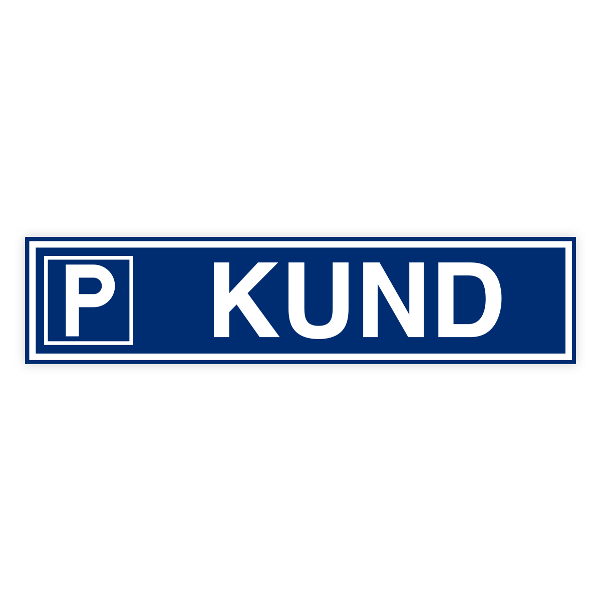 Kundparkering-skylten har storleken 650x150mm och tillverkas i materialet Aluminium 2mm kantvikt. Denna standardskylt kan anpassas så att du kan skapa din egen version av skylten.
