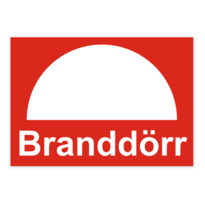 Branddörr -skylten har storleken 210x148mm och tillverkas i materialet Aluminium 0.7mm. Denna standardskylt kan anpassas så att du kan skapa din egen version av skylten.