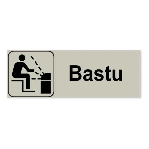 Bastu-skylten har storleken 225x80mm och tillverkas i materialet Natureloxerad aluminium 1mm. Denna standardskylt kan anpassas så att du kan skapa din egen version av skylten.